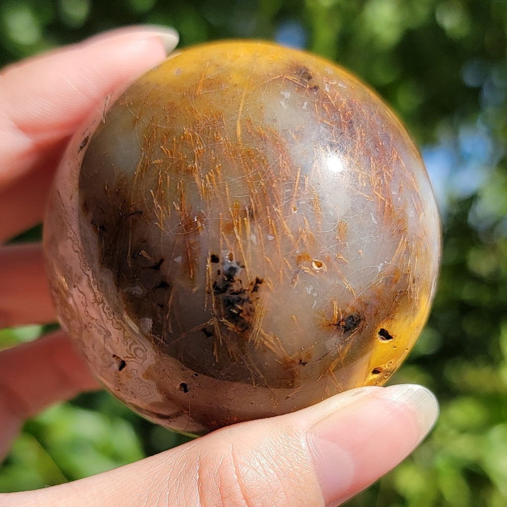 NEW 57MM (2.2") AGATE RUTILE SPHERE